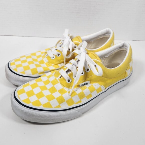 VANS Off The Wall Lace Up Sneakers - Bright Yellow/White Checkered - Women's 8.5 - Picture 4 of 4